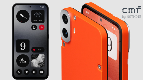 Cmf Phone 1 Showcasing Its Sleek Design With An Interchangeable Orange Back Cover And Dual-Camera Setup.