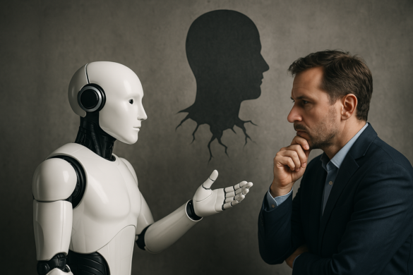 A Realistic Scene Showing A Humanoid Robot As Ai Employees Working At A Desk Beside A Human Employee, Both Focused On Computer Screens In A Modern Office Setting.