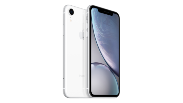 Front And Back View Of Apple Iphone Xr In White Color, Showcasing Its Liquid Retina Display And Single Rear Camera