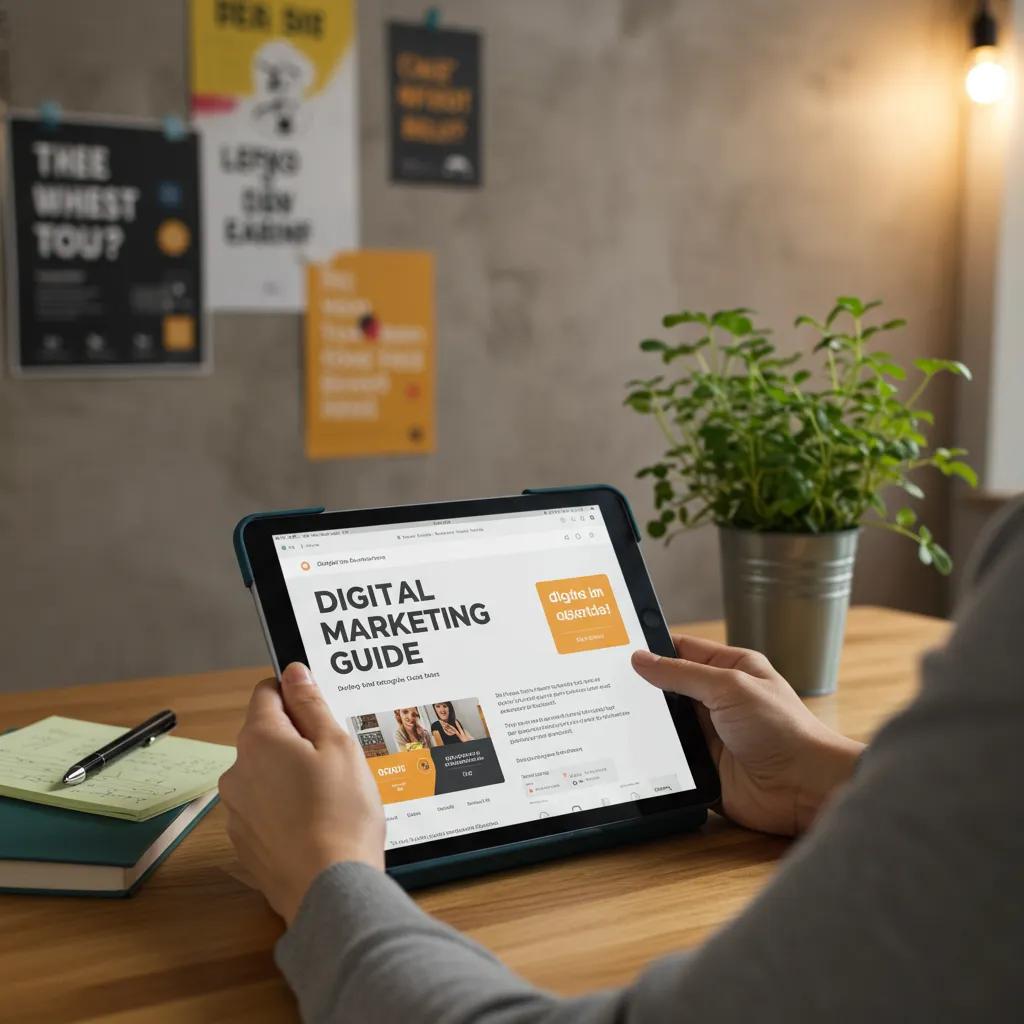 Individual Reading A Digital Marketing Guide In A Cozy Workspace