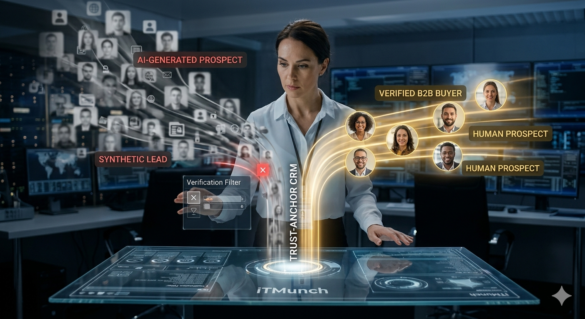 The Great B2B Lead Gen Verification: How To Survive The Synthetic Prospect Crisis Of 2026 1 A Conceptual Photograph Illustrating The B2B Lead Gen Verification Crisis In 2026.