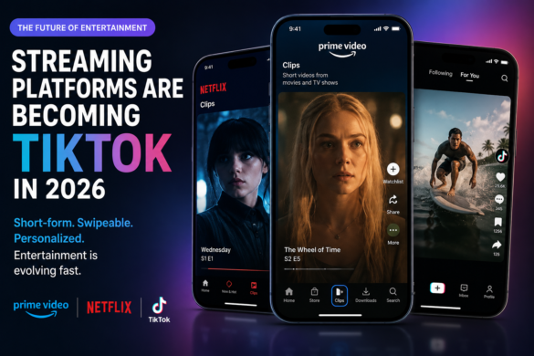 Modern Streaming App Interface Showing Vertical Short-Video Content Feeds Inspired By Tiktok On Mobile Devices.
