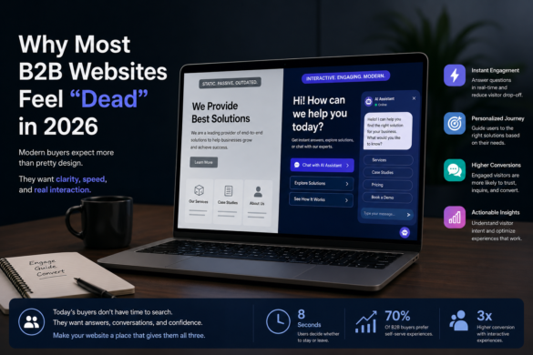 Modern B2B Websites Interface Showing Conversational Ai Engagement, Interactive Website Experiences, And Digital Customer Interaction Trends.
