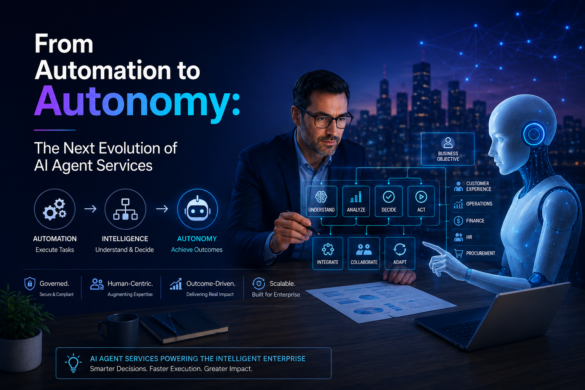 Business Leader Collaborating With An Ai Agent To Automate Enterprise Decision-Making.