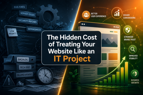 Website Strategy Illustration Showing The Hidden Cost Of Treating Websites As It Projects.
