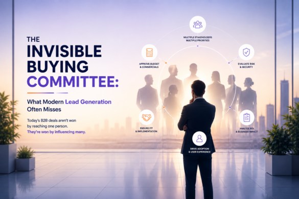 Illustration Of An Invisible Buying Committee Shaping Modern B2B Lead Generation Decisions.