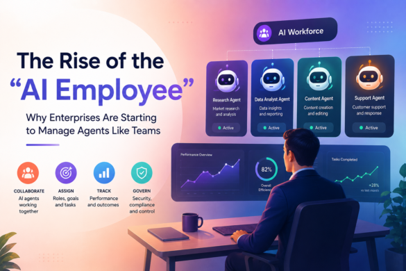 Ai Workforce Dashboard Showing Enterprises Managing Intelligent Ai Agents Like Teams.