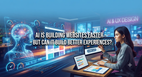 A Designer Using Ai Tools For Faster Website Development, Balancing Speed With Human User Experience.