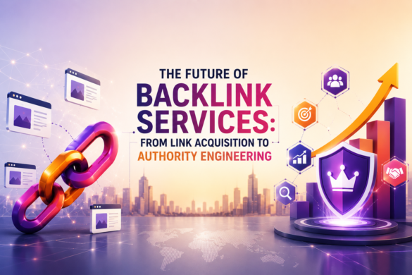 Backlink Services Illustration Featuring Authority Building, Seo Growth, And Digital Link Strategy.