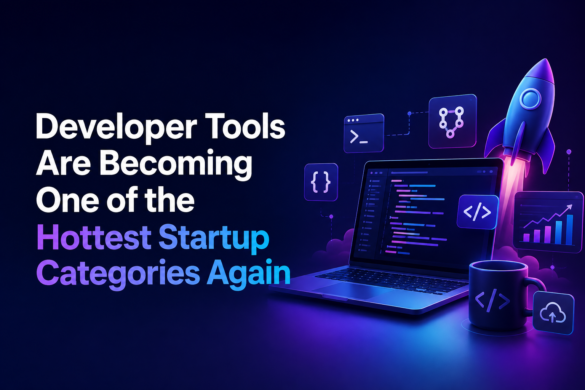 Developer Tools Are Becoming One Of The Hottest Startup Categories Again 1 Developer Tools Featured Image Showing A Modern Coding Workspace With Startup Innovation Graphics.