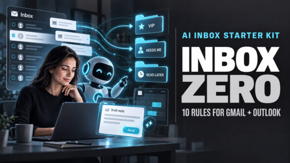 Illustration Of An Ai Email Assistant Sorting Inbox Messages Into Vip, Needs Me And Read Later Folders While A Person Reviews A Draft.